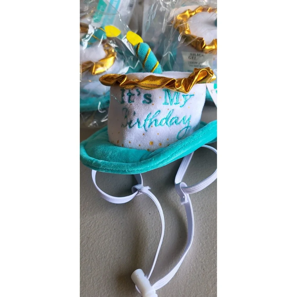 Frisco Its My Birthday Pet Hat Teal Gold Cake Design XS/S Lot of 5 New